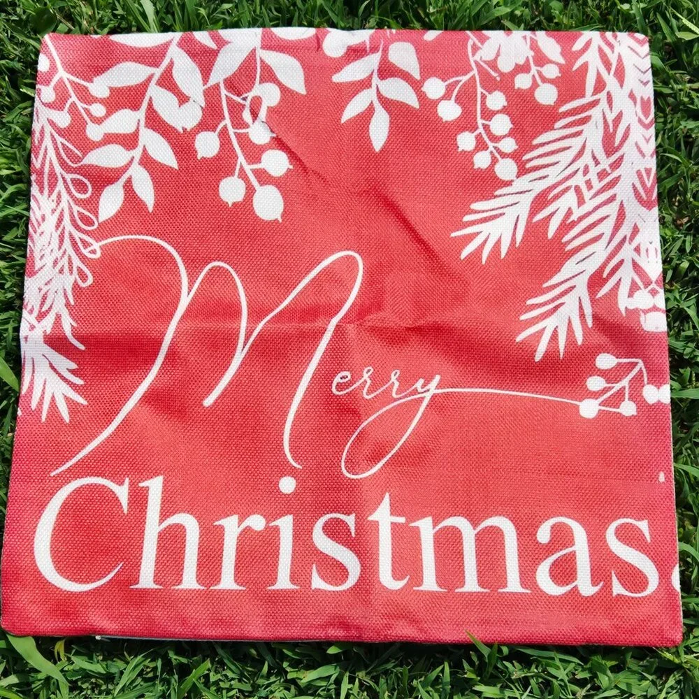 NEW SET OF 4 CHRISTMAS COTTON LINEN BLEND CHRISTMAS SEASONAL PILLOW COVERS 18